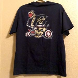 LUCKY 🍀 THIRTEEN 13 SKULL HOT ROD SS TSHIRT